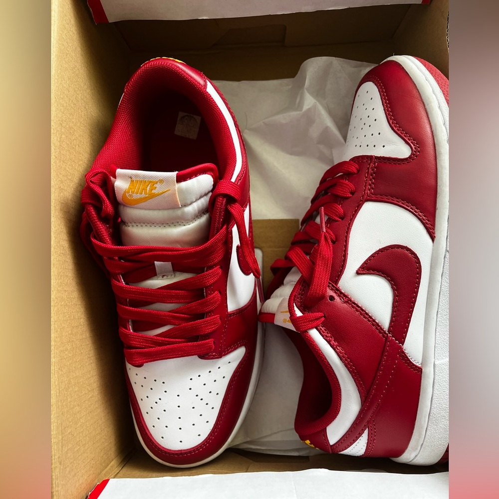 White/red dunks worn once come with box